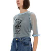 Bluze Ganni Dama - Bluze Ganni Lurex Knit Bunny Top BABY BLUE Femei (BM 17639674) - B-mall.ro