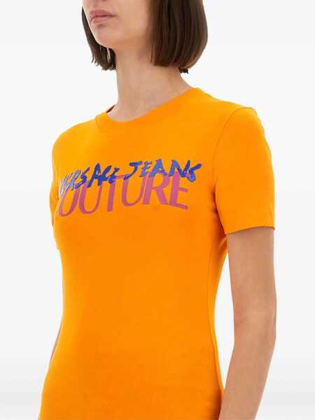 Tricouri Versace Jeans Couture Institutional Logo T-Shirt ORANGE Femei (BM 17639713) 4
