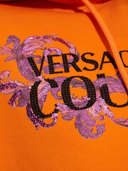 Bluze de trening Versace Jeans Couture Hoodie With Logo And Crystals ORANGE Femei (BM 17639758) 5