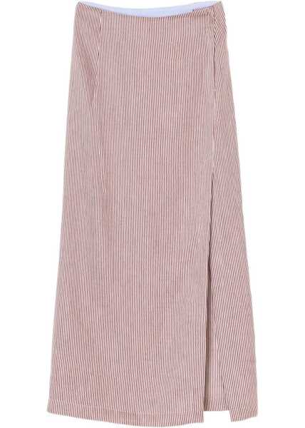 Fuste casual ALYSI Micro Stripe Longuette Skirt BORDEAUX Femei (BM 17639896) 4