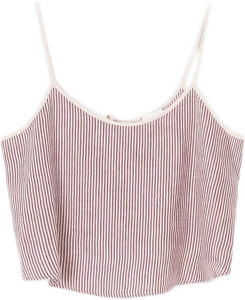 Bluze ALYSI Micro Stripe Top With Laces BORDEAUX Femei (BM 17639899) 4