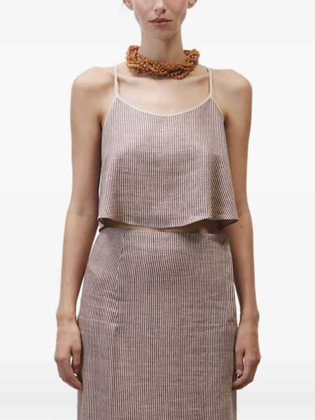 Bluze ALYSI Micro Stripe Top With Laces BORDEAUX Femei (BM 17639899) 1