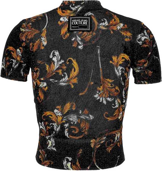 Tricouri Versace Jeans Couture Outline Baroque Knitted T-Shirt BLACK Femei (BM 17639944) 2