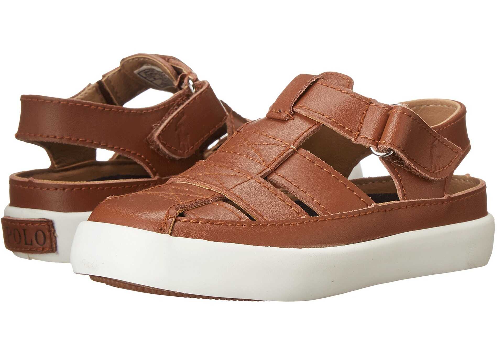 Sandala Polo Ralph Lauren Kids Sander Fisherman II (Toddler) Tan Leather