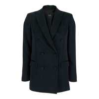 Sacouri Blue Double-Breasted Jacket With Peak Revers In Tech Fabric Woman Femei