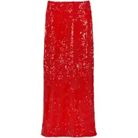 Fuste Red Sequin Skirt With Rear Single Slit In Tech Fabric Woman Femei