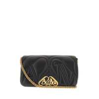 Genti de umar Alexander McQueen Seal Logo Small Leather Crossbody Bag Femei