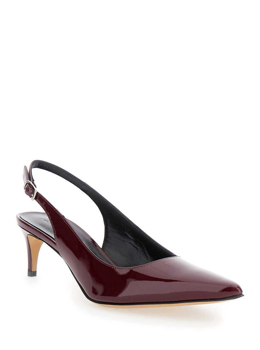 Pantofi cu toc PLAIN Luisa Bordeaux Slingback Pumps With Low Heel In Patent Leather Woman Red Femei (BM 17645169) 2