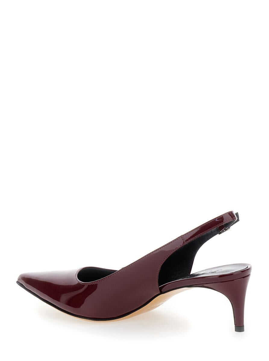 Pantofi cu toc PLAIN Luisa Bordeaux Slingback Pumps With Low Heel In Patent Leather Woman Red Femei (BM 17645169) 3