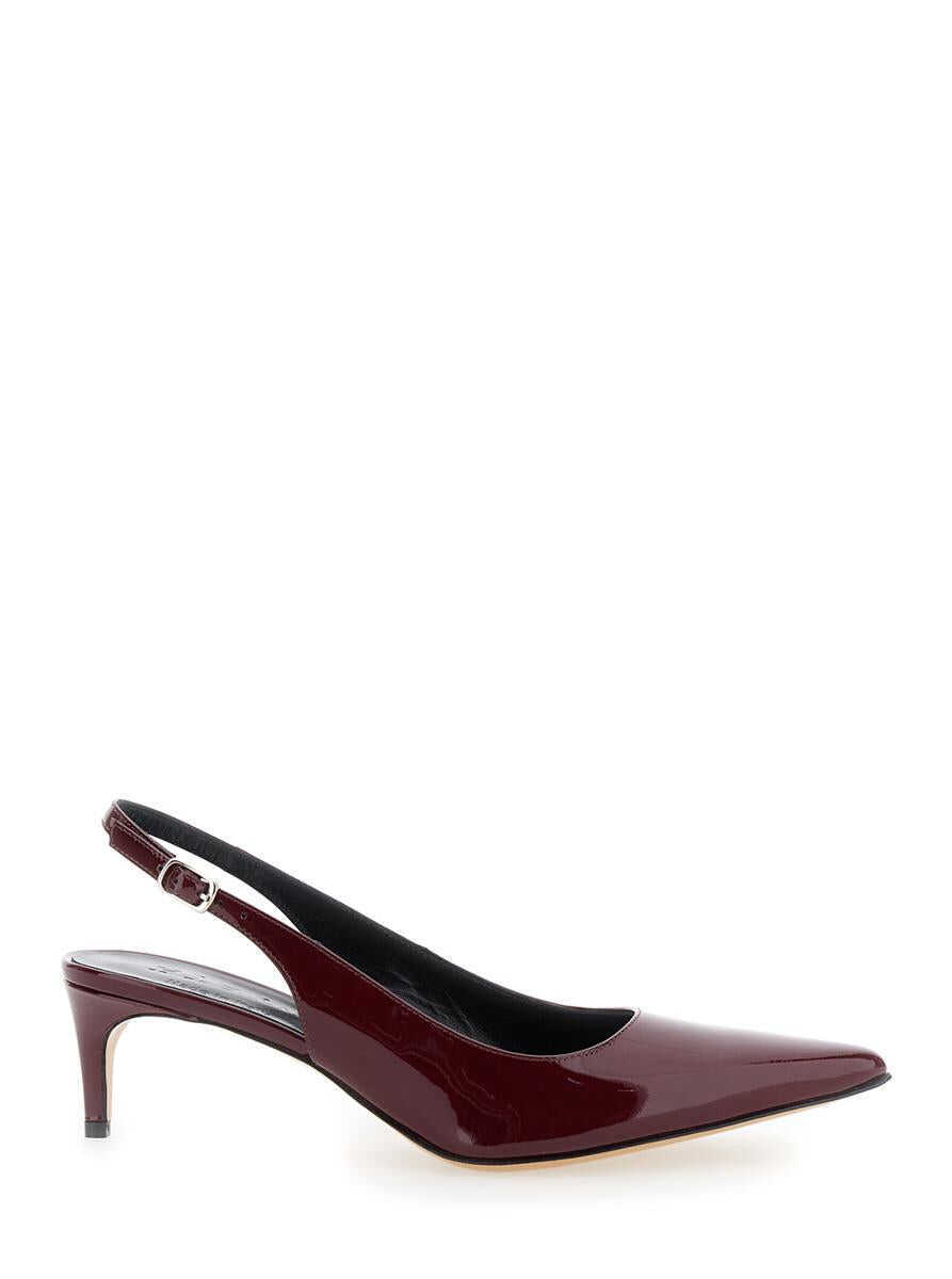 Pantofi cu toc PLAIN Luisa Bordeaux Slingback Pumps With Low Heel In Patent Leather Woman Red Femei (BM 17645169) 1