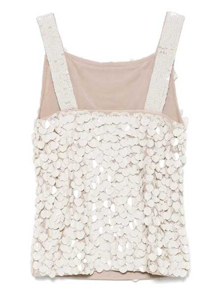 Topuri P.A.R.O.S.H. P.A.R.O.S.H. Sequin Top Beige Femei (BM 17646330) 2