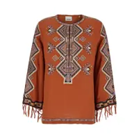 Bluze 'Zelda' Orange Blouse With Fringed Cuffs And All-Over Beaded Embroidery In Silk Woman Femei