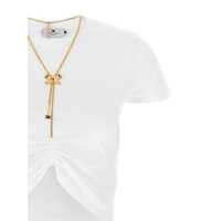 Tricouri Elisabetta Franchi Dama - Tricouri Elisabetta Franchi Elisabetta Franchi Logo Detail Cropped T-Shirt WHITE Femei (BM 17649027) - B-mall.ro