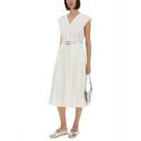 Imbracaminte Michael Kors Dama - Rochii Michael Kors Michael Kors Midi Dress With Belt WHITE Femei (BM 17649420) - B-mall.ro