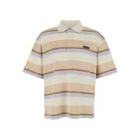 Tricouri Polo Multicolor Oversize Polo Shirt With Logo Patch On The Front And All-Over Striped Motif In Cotton Man Barbati