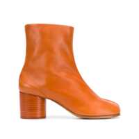 Bocanci Brown Ankle Boots With Tabi Toe And Block Heel In Leather Woman Femei