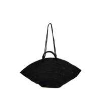 Genti de mana 'Sol' Black Handbag With Two Top Handles In Rafia Woman Femei