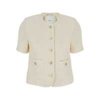 Geci 'Summer' Beige Jacket With Two Front Patch Pockets And Jewel Buttons In Wool Blend Woman Femei