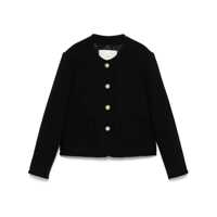 Geci Black Crewneck Jacket With Contrasting Jewel Buttons In Cotton Blend Woman Femei