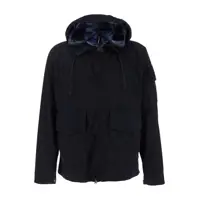 Geci C.P. Company Blue Jacket With Explorer Hood And Adjustable Drawstring Waist In Tech Fabric Man