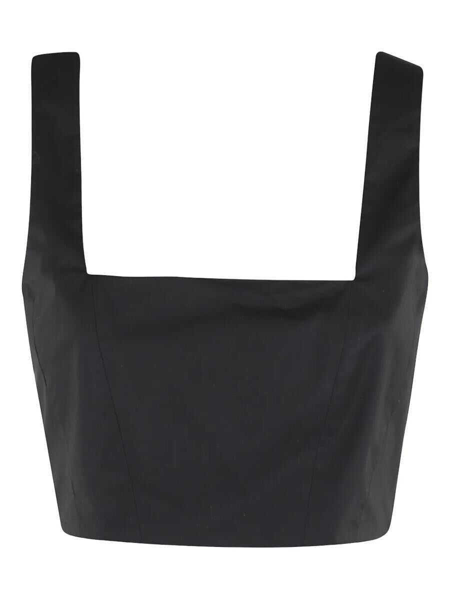 Topuri FEDERICA TOSI Federica Tosi Crop Top With Square Neckline Black Femei (BM 17654250) 1