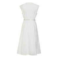 Imbracaminte Michael Kors Dama - Rochii Michael Kors Michael Kors Belted Cotton Dress WHITE Femei (BM 17656863) - B-mall.ro