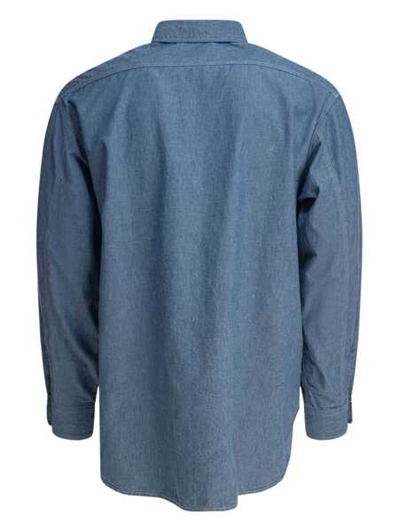 Camasi casual Beams Plus Work Chambray Shirt Blue Barbati (BM 17658216) 3