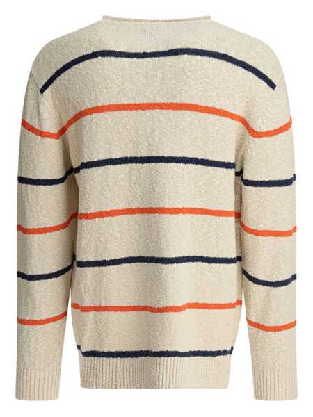 Pulovere Beams Plus Striped crewneck sweater White Barbati (BM 17658219) 2
