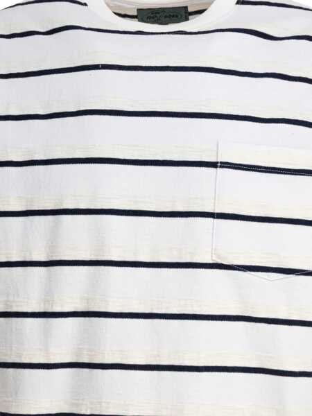 Tricouri Beams Plus Striped T-shirt White Barbati (BM 17658282) 3