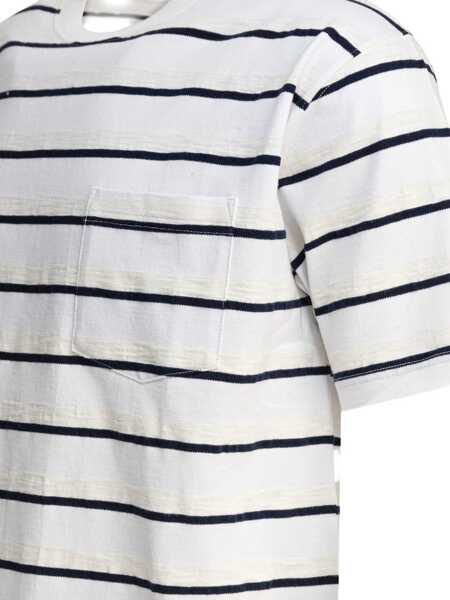 Tricouri Beams Plus Striped T-shirt White Barbati (BM 17658282) 4