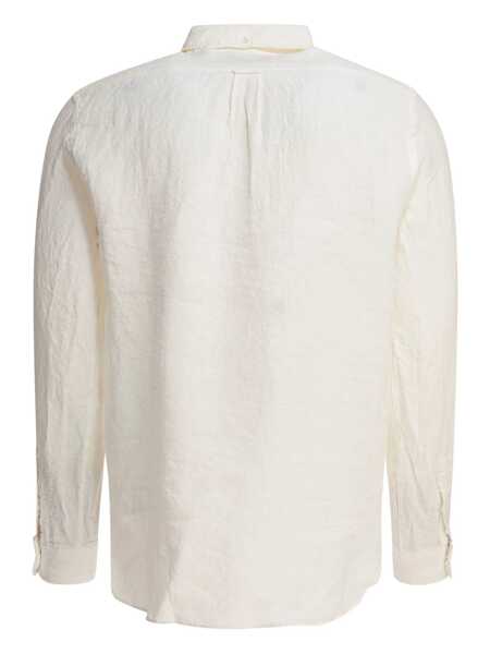 Camasi casual Beams Plus Linen Solid Shirt White Barbati (BM 17658303) 2