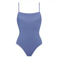 Costume de baie 'Aquarelle' Blue Swimsuit With Square Neck And Spaghetti Straps In Tech Fabric Stretch Woman Femei