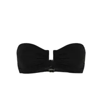 Sutiene 'Show' Black Bikini Top With Rear Buckle Closure And Bandeau Design In Tech Fabric Stretch Woman Femei