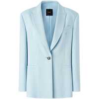 Geci 'Faraona' Light Blue Single-Breasted Jacket With Peak Revers In Viscose Stretch Woman Femei