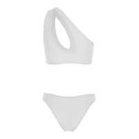 Costume de baie White One-Shoulder Bikini With Tie Detail In Tech Fabric Stretch Woman Femei