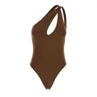Costume de baie Brown One-Shoulder Swimsuit With Tie Detail In Tech Fabric Stretch Woman Femei