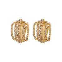 Bijuterii 'Shells' Metallic Earings With Rear Closure In Gold Pleated Brass Woman Femei