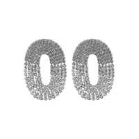 Bijuterii 'Liberty One' Metallic Earings With Rear Closure And Oval Shape In Silver Pleated Brass Woman Femei