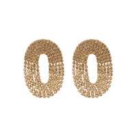 Bijuterii 'Liberty One' Metallic Earings With Rear Closure And Oval Shape In Gold Pleated Brass Woman Femei