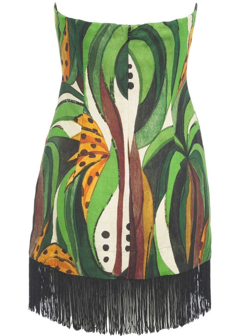 Tricouri Farmrio Off-shoulder top with fringes Green Femei (BM 17660575) 3