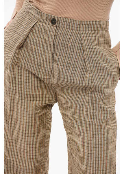 Pantaloni casual Acne Studios Pleated Cropped Pants Brown Femei (BM 17660710) 3