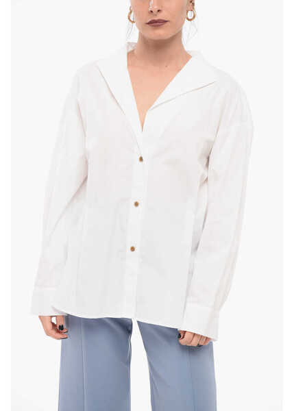 Camasi casual Vince Long Sleeved Pleated Shirt White Femei (BM 17660740) 1