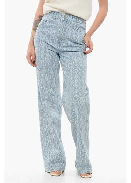 Blugi drepti Kenzo Rainbow Patterned Seigaiha Ayame Straight Fit Denims 23Cm Light Blue Femei (BM 17660752) 1