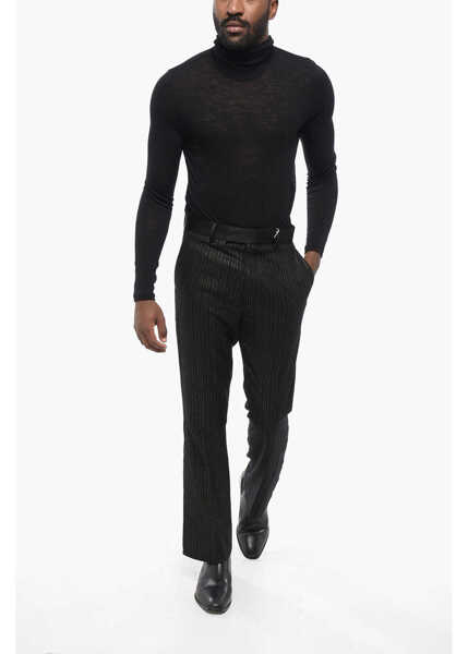 Pantaloni casual AMIRI Wool Blend Pants With Lurex Pinstriped Motif Black Barbati (BM 17660770) 4