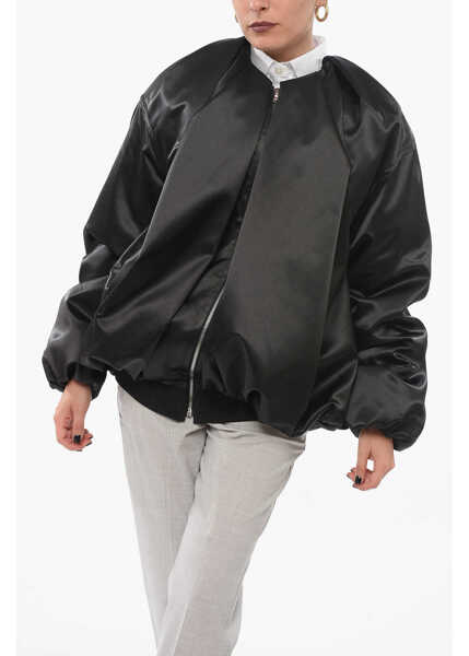 Bomber jacket WE11DONE Draped Satin Bomber Jacket Black Femei (BM 17660773) 1