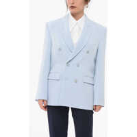 Sacouri Wool Double Breasted Blazer With Peak Lapel Femei