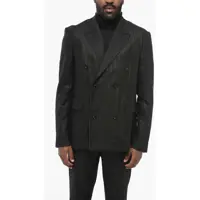 Sacouri Double-Breasted Lurex Pinstriped Blazer With Satin Lapel Barbati