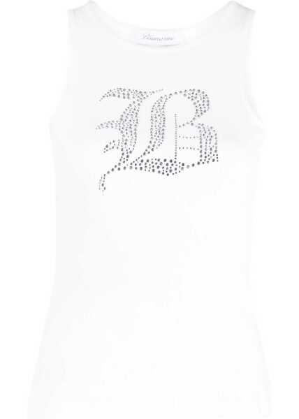 Bluze Blumarine Ribbed Tank Top With Rhinestoned Logo White Femei (BM 17660917) 1