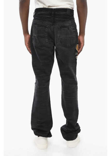 Blugi drepti AMIRI Embroidered Varsity Eagle Regular Fit Denims 22Cm Black Barbati (BM 17660920) 2