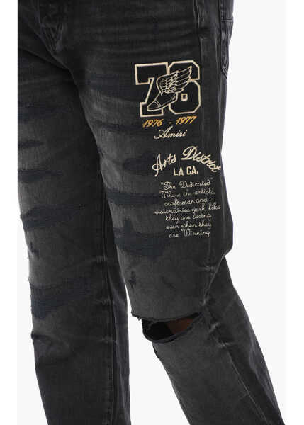 Blugi drepti AMIRI Embroidered Varsity Eagle Regular Fit Denims 22Cm Black Barbati (BM 17660920) 3